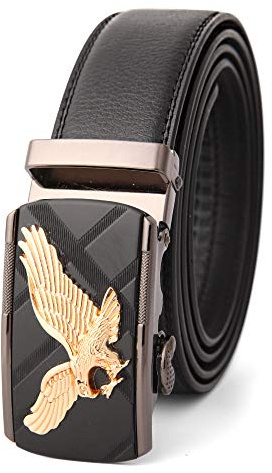 JIARY Herren-Gürtel,Herren-Ledergürtel mit Ratsche, verstellbar, Adler-Gürtel für Herren, geschäftlich und formell,Black b,105CM/41.3''