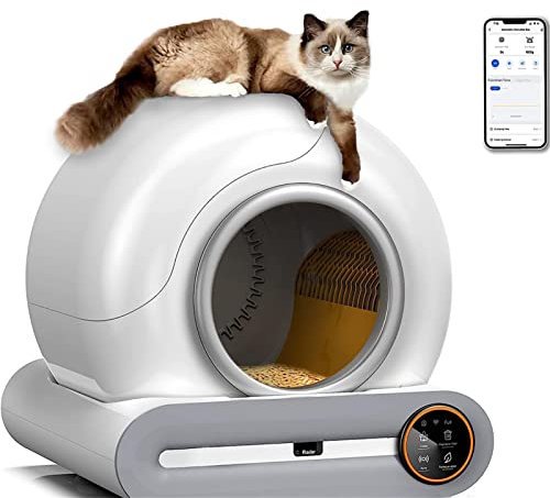 LMYYDES 65L Automatic Smart Cat Litter Box Self Cleaning Fully Enclosed Cat Litter Box Pet Toilet Litter Tray Pet Products WI-FI Control Automatic Cat Litter box for Multiple Cats