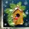 Wandtattoo Loft Fensterbilder Weihnachten Vogel und Vogelhäuschen – Wiederverwendbar – A4 Bogen – Weihnachstdeko Fenster Kinderzimmer, Weihnachtsbilder Fenster, Fensterbild Winter