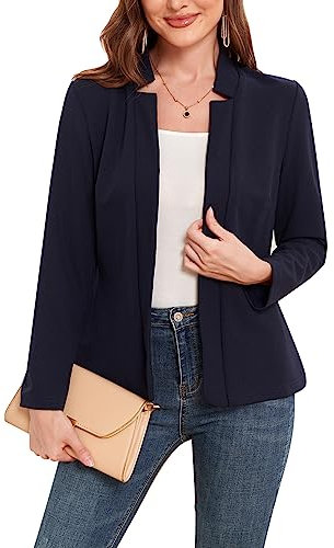 MINTLIMIT Blazer da donna Business Casual Aperto Frontale Manica Lunga Blazer Lavoro Ufficio Giacche Balzer con Tasche 2025, blu navy, XL