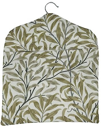 Jolee Fabrics Oilcloth Peg Bags with Wooden Hanger-Water Resistant Peg Bag, Clothes Clip Storage for Any Washing Line (William Morris Willow Bough Beige)