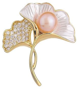 YAHOYA Bijoux de Mode Ginkgo Biloba Feuilles Broches Vintage pour Femmes Cadeaux de Noël Fleur Perle Broches Femininos