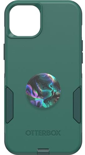 OtterBox Bundle Nectarine Commuter Series Case – (Get Your Greens) + PopSockets PopGrip – (Ölachat), schlank und robust, Taschenfreundlich, mit Portschutz, PopGrip im Lieferumfang enthalten