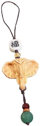 Feng Shui Glücklicher Spiritueller Elefant der Weisheit Pfirsichholz Handyanhänger, Holz