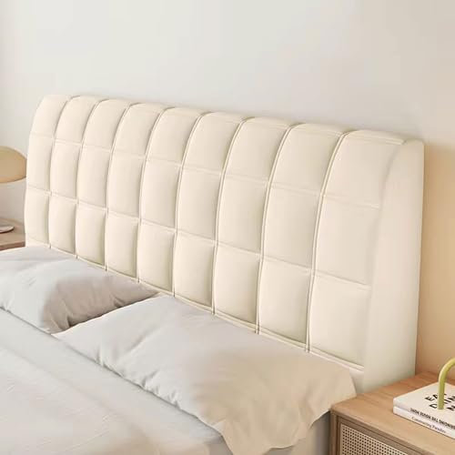 CXLT Kopfteil Bezug für Doppel Einzel King-Size-Bett, Bettkopfteil Hussen Gepolstert/Leder/Holz Bett-Rückenlehnenschutz Staubdicht Dekoration, Kristall-Samt-Stretch-Bed Headboard Cover(180cm,Beige)