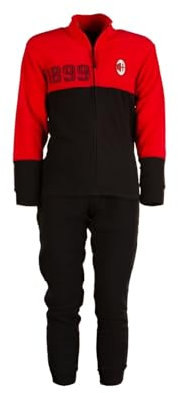 hermet Pigiama Milan, in Pile, Maglia Maniche Lunghe Pantalone, Pigiama Milan per Adulto, Unisex, Full Zip, Rosso, Taglia S