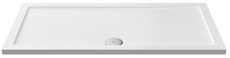 Balterley 1400 x 700 mm Rectangular Shower Tray, Slimline Shower Trays, Durable Stone Resin Base Trays for Bathroom Enclosure Cubicle, Lightweight Rectangular Tray for Wetroom Showers (White)