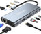 USB C HUB Docking Station: 11-in-1 USB C Adapter mit 4K-HDMI, VGA, USB 3.0 Port, Type C PD, Ethernet RJ45 Port, SD/TF-Kartenles, 3.5mm AUX, USB C Splitter Kompatibel für MacBook Pro/Air (11-in-1)