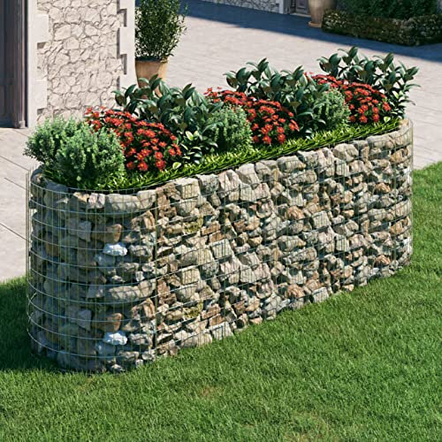 Gecheer Fioriera Gabbione con Letto Rialzato in Ferro Zincato,Gabbione in Rete Fioriera Metallo,Fioriera a Gabbione,Fioriera Rialzata Fioriera per Giardino,Letto Rialzato,Metallo 300x100x100 cm