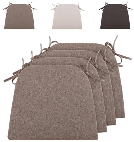 RUIXUAN Stuhlkissen 43 * 41cm Sitzkissen Stuhlauflage Outdoor Gartenstuhlkissen Sitzpolster Auflage für Rattanstühle Outdoor Stuhlkissen mit Bändern (Graubraun-4pcs)