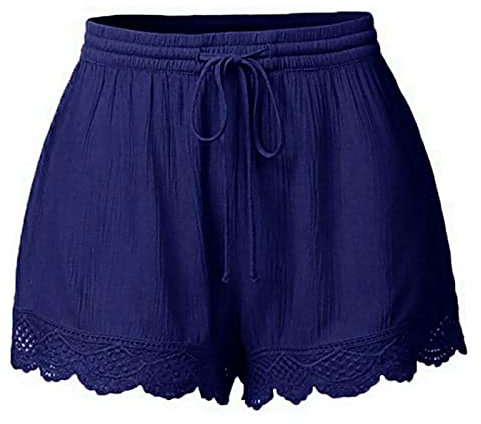 Awrvia alle Angebote für Damen Shorts Damen Sommer Kurze Hose Mode Lässige Stoffhose Freizeit Elastische Taille Jogginghose Stretch Gerades Bein Strandshorts mit Kordelzug Trainingshose Hotpants
