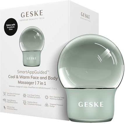 GESKE Cool & Warm Face & Body Massager | 7 in 1 | Wärmung & Kühlung | SmartAppGuided™ | Massagegerät für Gesicht & Körper | Batterielose Wärme- & Kühltechnologie | Entspannend & abschwellend