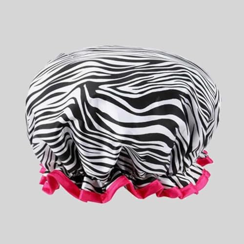 Premium Reusable Waterproof Shower Cap Eco-F riendly, Adjustable & Comfortable Hair Protection for Women & Men | Spa, Bath & Home Use(Zebra)