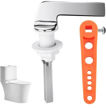 NCOALE Toilet Flush Handle, Zinc Alloy Toilet Handle Replacement Universal Toilet Cistern Flush Parts Chrome Plated Handles Flush Lever Kit for Toilet WC Tank, Adjustable Arm