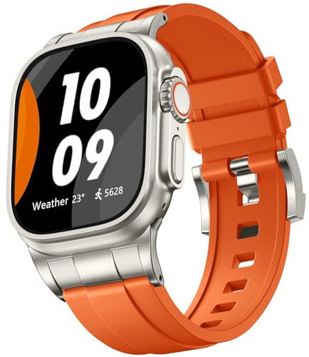 Bandletic Cinturino Compatibile con Cinturino Apple Watch Ultra 2/Ultra 44mm 45mm 49mm 42mm,Cinturini Sportivo Morbido con Connettore in Acciaio Inox per iWatch SE Serie 9 8 7 6 5 4 3 2 1