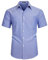HISDERN Shirts for Men Short Sleeve Oxford Men's Blue Office Shirt Regular Fit Formal Smart Button Down with Pocket, L
