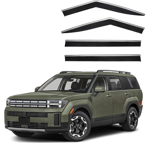 FFSWQAZ4A1 Windabweiser für Hyundai Santa Fe MK5-MX5 2024+ PC 4pcs, Vorne und Hinten, Regenschutz, Sonnenschutz, Autofenster-Zubehör, Deflektor