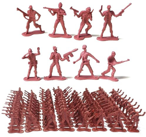 BRTNUP 100 PCS Mini Plastic Soldiers Figures, Military Plastic Toy Set, 8 Style Soldiers Poses, Mini Army Man Toy Set for Boy (Red)