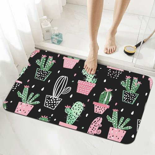 Mexpekil Badematte, Kaktus, 40 x 60 cm, saugfähig, rutschfest, Anti-Schimmel, Duschmatte, Badezimmerzubehör, waschbare Teppiche für Badezimmer, Küche, Eingang