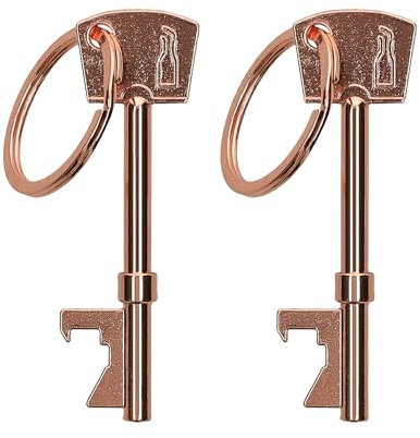 kwmobile Bottle Opener Key Keychain (Set of 2) - Keychains Shaped Like Keys to Open Beer Bottles, Soda Tops, Soft Drinks - Rose Gold