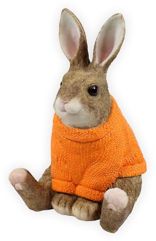 colourliving Hasen Deko Figuren Osterhasen Figuren Groß witzige, entspannte Osterhasen mit Pullover Deko Hasen (Orange-3)