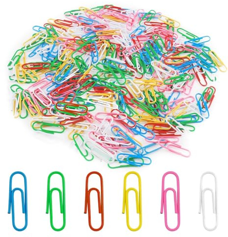 300 Stück Büroklammern, 2,8cm Bunte Metall-Büroklammern, Kunststoffbox, Praktische Papierklammern für Büro, Schule und Zuhause