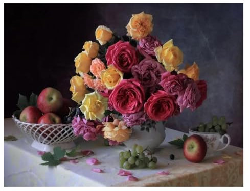 RONGCH Tableau Déco Nature Peinture À l'huile sur Toile Représentant des Fleurs Et des Plantes, Décoration Murale Moderne pour Salon(L,50x70cm)