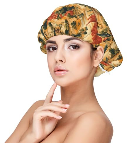 Western Cowboy A Print Satin Silk Bonnet for Sleeping Women, Adjustable Double Layer Satin Hair Bonnet Night Sleep Cap for Curly Hair