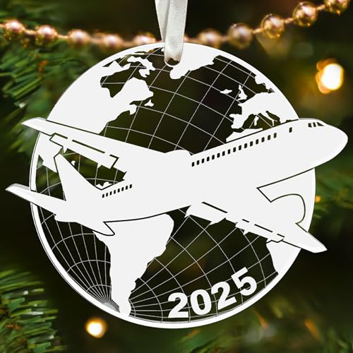 SUCHAGIFT Airplane Ornament - Pilot Gifts for Men - Airplane Ornaments for Christmas Tree, Plane Aviation Ornaments - Travel Gifts for Travelers, Airplane Lovers, Flight Attendant - Acrylic Ornament