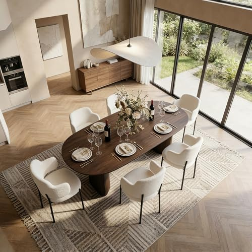 YU YUSING 6 Chaises Salle à Manger Bouclettes Rembourrées avec Accoudoirs