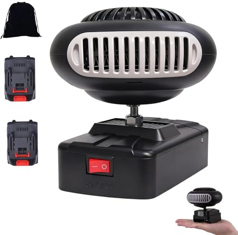 Chauffage d'appoint portable alimenté par piles, rechargeable, avec USB et batteries de 1300 mAh pour camping/voiture/bureau/intérieur/tente (2 x 1300 mAh)