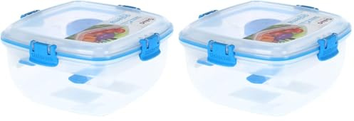 Sistema Salad TO GO | Lunch Box with Individual Compartments, Travel Cutlery & Dressing Pot| 1.1L | BPA-Free | Assorted Colours (Pack of 2)