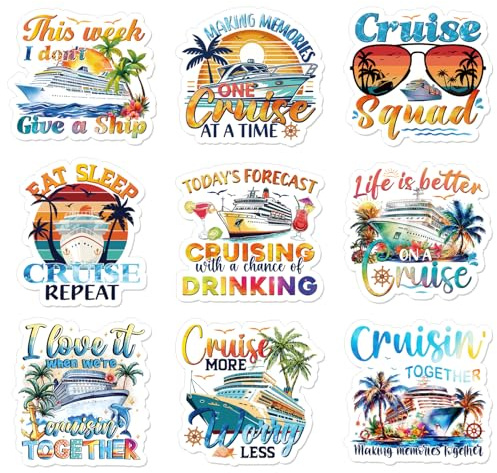 Wxiben 9 Pcs Retro Nautical Cruise Ship Door Magnets Decorations Magnetic | Strong Magnet Grip, Firm Sticking without Slipping Off, Magnet Stickers for Carnival, Party, Fridge, Stateroom Cabin Door