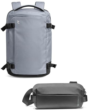 tomtoc Travel Backpack 28L, TSA Friendly Flight Approved Easyjet with a Compact EDC Sling Bag, Minimalist Chest Shoulder Crossbody Bag