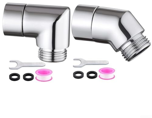 Trayneel 2-Pack Shower Elbow Adapter 90 Degree and 135 Degree G1/2 Inch Chrome Plated Copper for Shower Hose Connection with