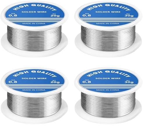 Solder Wire,Soldering Flux,4Rolls Leaded Solder,Flux Core Welding Wire0.8mm | Leaded Solder for Electronic Electrical Soldering Components Repair and DIY, Compact Size 4.5 by 2.3 Cm