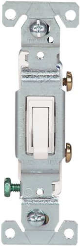 The Eaton 1301-7W-SP-L 15-Amp, 120-Volt Standard Grade Single Pole Framed Toggle AC Quiet Switch, White