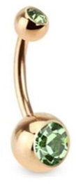 Paula & Fritz® Bauch-nabelpiercing Bananabell Bauch-Piercing Edelstahl Chirurgenstahl 316L roségold Doppelte Kugel Zirkonia GRN04-141058-G