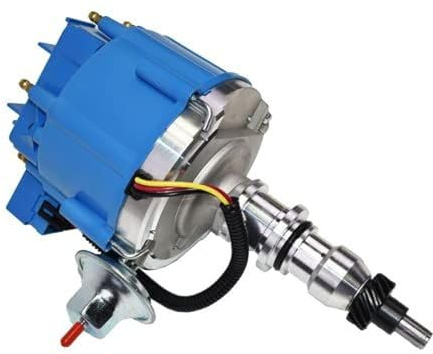 A-Team Performance HEI Inline 6 Distributor - Blue, 65K Spark & One-Wire Distributor - Billet Aluminum & Performance Ignition Coil - Electronic Ignition Compatible with Ford F100-F250, E100-E150