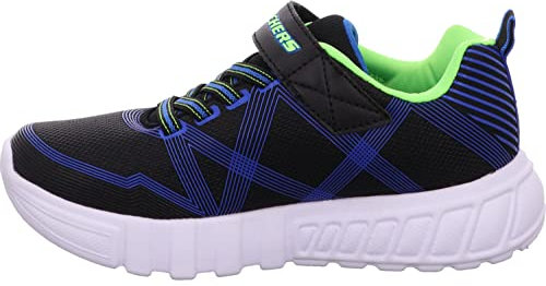 Skechers Jungen Sneaker, Synthetik, Black Textile Synthetic Blue Lime Trim, 29 EU