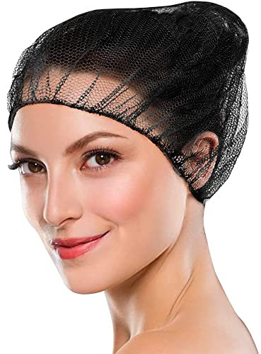 100 Stück schwarze Micro-Nylon-Haarnetze 61 cm Größe Einweg-Haarnetze mit elastischem Rand, Netz, dehnbar, Haarnetz-Kappen für Lebensmitteldienst, Kochen, Industrie, atmungsaktiv, Großhandelspreis