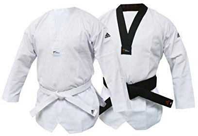 Adidas WT Taekwondo Club Dobok Without Stripes Martial Arts Uniform (Black Collar, 170cm)