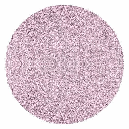 Teppium Moderner Hochflor Teppich Wohnzimmer 120 cm Rund Rosa - Shaggy Flauschiger Teppich, Extra Weich, Pflegeleicht und Einfarbig - für Schlafzimmer, Küche und Esszimmer