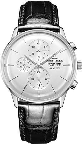 REEF TIGER Herren Uhr analog Automatik mit Leder Armband RGA1699-YWB