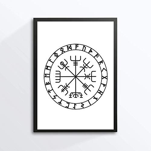 Din A4 Kunstdruck ungerahmt - Vegvisir Wikingerkompass Wikinger Vikings - Nordische Mythologie Runen Gothic Kelten Druck Poster Bild