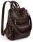 UTO Damen Rucksack Glattleder PU Washed Leder Modischer Multifunktionsrucksack mit Quastendesign Lässige Schultertaschen vielen Kompartiment Reißverschluss Umhängetasche Schule Schulrucksack Kaffee