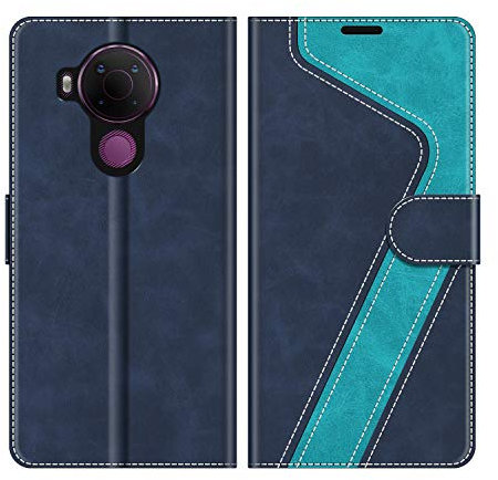 MOBESV Hülle für Nokia 5.4 Handyhülle, Lederhülle mit Kartenfach, Klapphülle mit Ständer, Flip Case Handytasche Schutzhülle, Modisch Blau