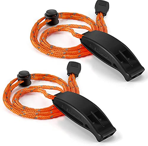 Hipat Notfallpfeife, super Laute Sicherheitspfeife mit Lanyard, ideal für Kajakfahren, Bootfahren, Schwimmen, Überleben im Wasser, Wandern, Camping, Klettern (Schwarz)