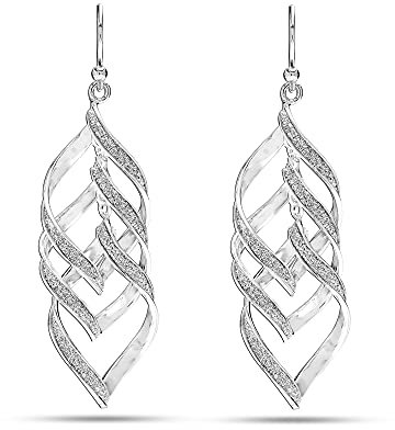 Charmsy 925 Sterling Silver Elegant Sterling Silver Jewellery Twist Glitter Infinity Knot Drop Dangle Earrings for Women Teen | Lightweight Silver Earrings Jewellery Gift for Women
