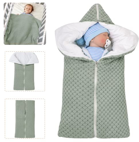LAWKUL Kinderwagen Decke Neugeborene Wickeldecke Schlafsack Wolle Kinderwagendecke Winter Dick Fleece Schlafsäcke für 0-6 Monate Jungen Mädchen Grün